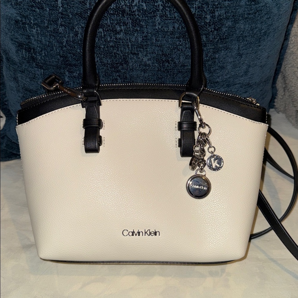 Calvin Klein Black and Cream Satchel - Picture 2 of 10